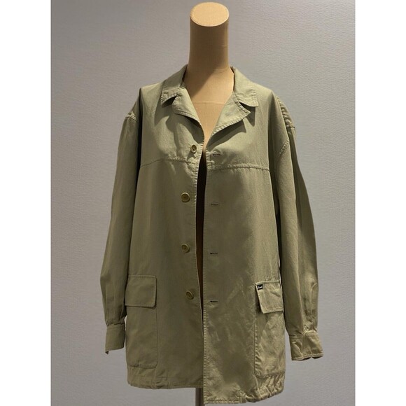 Men’s Oversized Vtg Façonnable Military Army Green Button Up Jacket Size Small - Picture 1 of 10